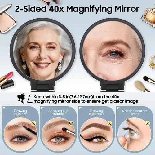 Espejo De Maquillaje B Beauty Planet 40x De Doble Cara Negro