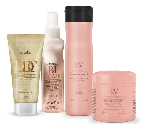 Keratina Ossono Shampoo Mascara Bifase Crema De Peinar Kitx4
