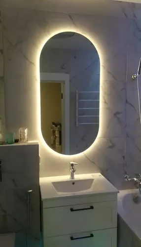 Espejo Ovalado 100×50 Luz Led Blanca Cálida Baño De Pared