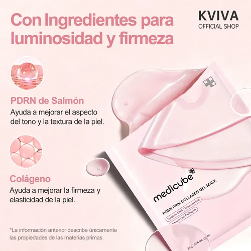 Medicube Pdrn Máscara Colágeno Rosa Firmeza 4 Unidades