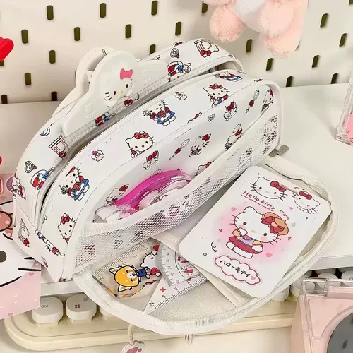 Kj Neceser De Maquillaje De Gran Capacidad Hello Kitty Blanco Hello Kitty All-over Print With Red Bows