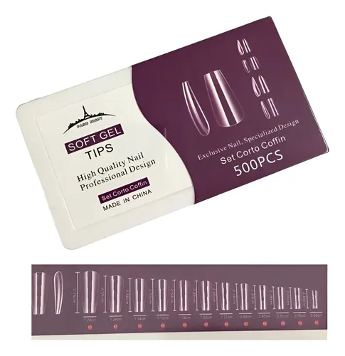 Tips Cortos Para Soft Gel Y Press On Nails Paris Night X500u