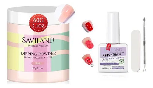 Kit Uñas En Dip Saviland 60 G Nude Con Removedor 15 Ml