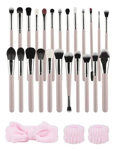 Set De 25 Herramientas De Maquillaje Rosas