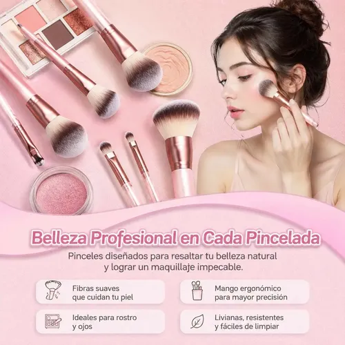 Set Brochas Maquillaje Profesional Pelo Suave Para Base Rubo