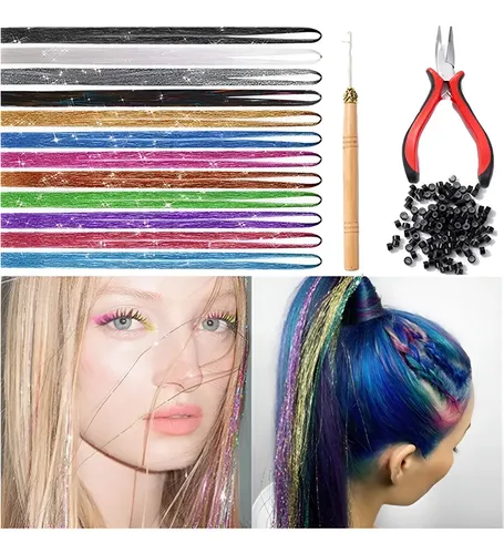 Extensiones De Cabello A Tinsel Hair De 12 Colores Para Muje