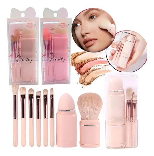 Juego De 8 Brochas Para Maquillaje Retractiles Portatiles