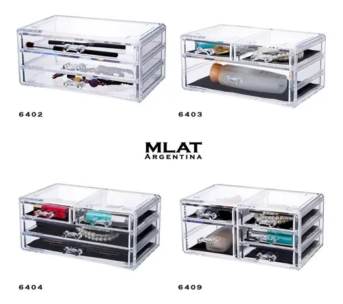 Organizador Acrílico Maquillaje 2 Cajoneras – 6404 + 6414