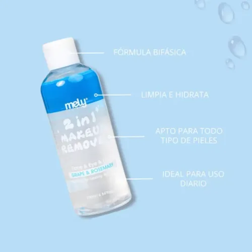 Agua Micelar Bifásica Mely Con Agua De Rosas Y Uva 200ml