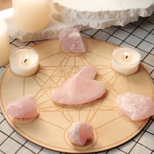 Herramienta Facial Gua Sha Baimei Rose Quartz Para Rostro Y