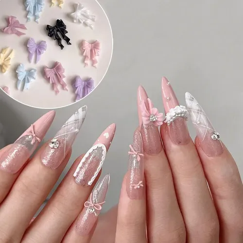 100 Piezas De Lazos Coloridos For Uñas, Lazos De Cinta