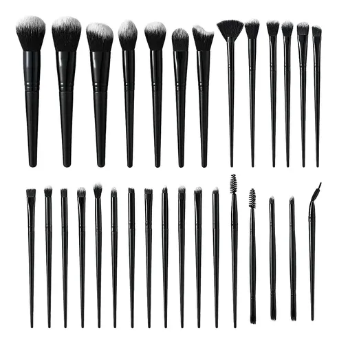 Brochas De Maquillaje Kit 30 Pcs Para Maquillaje Profe Negro
