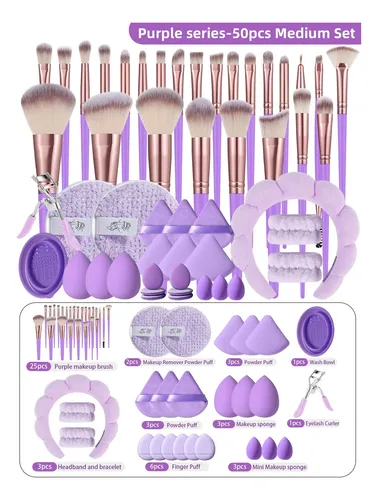 Set 50 Brochas Y Esponjas De Maquillaje Profesional