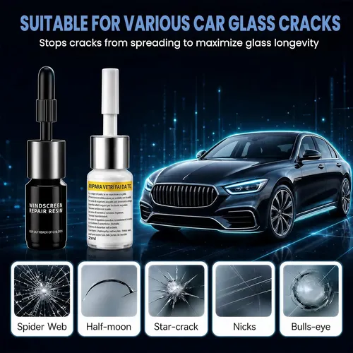 Kit Profesional Reparación De Vidrios Con Luz Uv Y Nano Flu