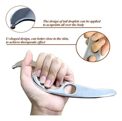 # Ruihai Gua Sha Acero Inox Masaje 19cm Facial Plata