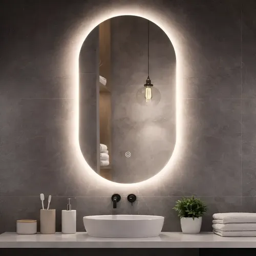 Espejo Con Luz Led Touch 50 X 85 Pastilla Para Baño 3 Tonos