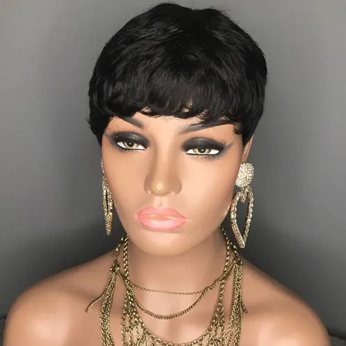Pelucas Cortas De Pelo Negro Para Mujer, Pelucas Para Cortar