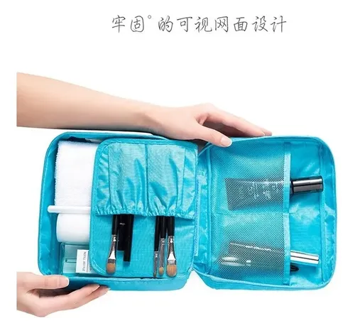 Neceser Bolso Porta Cosmeticos Maquillaje Organizador Viaje Color Rosa Diseño De La Tela Liso