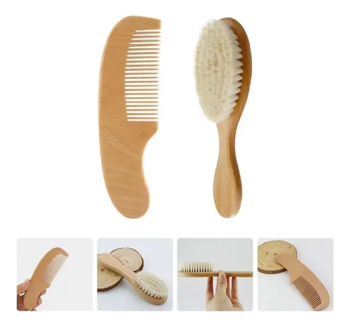 Kit Peine Y Cepillo Bebé Cerdas Naturales Suaves Suavecitas