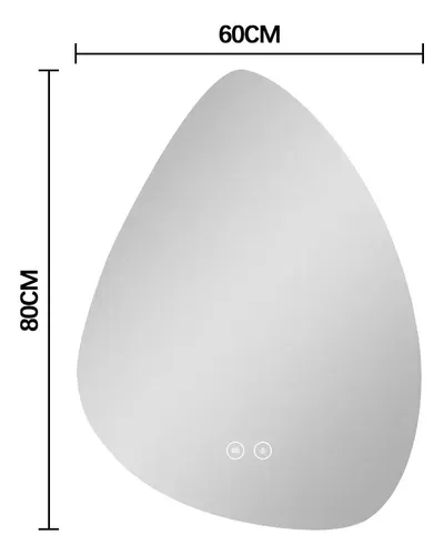 Espejo Diseño Gota Curvo Luz Led Tactil Digital Baño 80x60cm