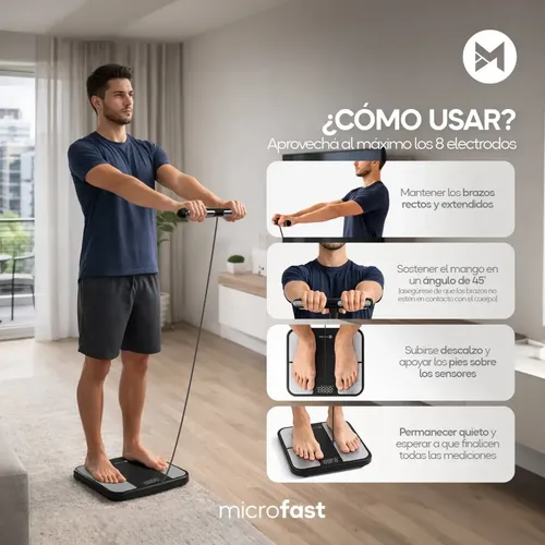 Balanza Digital Inteligente Masa Muscular 8 Electrodos Análisis Corporal Bioimpedancia App Bluetooth 180kg