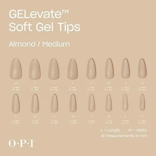 Opi Gelevate Tips Para Soft Gel Almond Medium 640 Unidades