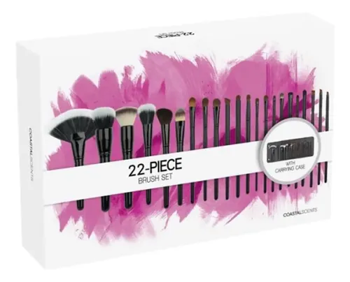Coastal Scents BR-SET-011 Kit Set De 22 Pinceles Brochas Naturales y Sintéticas Color Negro