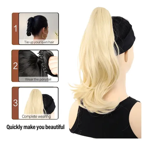 Coleta Postiza Cabello Ondulado Extensiones Pelo Largo Mujer
