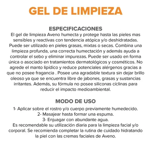 Aveno Gel De Limpieza Facial Y Corporal Aveno X 250 Grs.