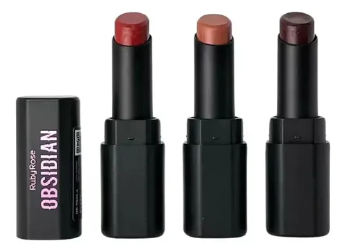 Labial Batom Lipstick Cream Satin Obsidian Ruby Rose Color Ocs01