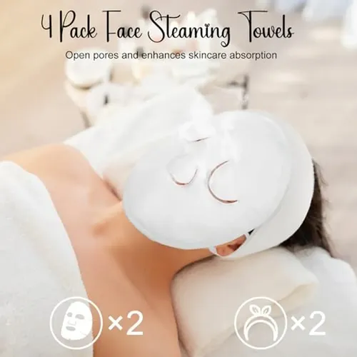 Toalla Facial Humeante, Paquete De 4 Mascarillas Reutilizabl