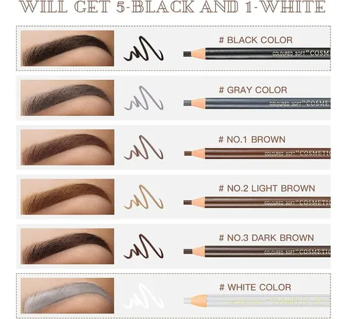Set Lápices Impermeables Para Cejas Lsxia 5+1 Microblading