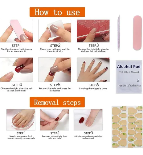 Uñas Postizas Ombre Pink Shiqixiannv 24 Un