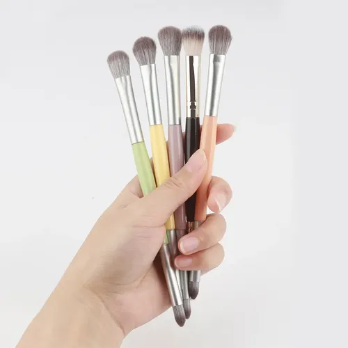 5 Pinceles Doble Punta Para Detalles Sombras Ojos Multicolor