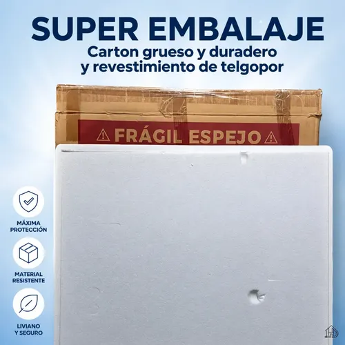 Espejo rectangular de pared LIFE H&D Palermo con luz cálida de 60cm x 80cm fuente marco blanco