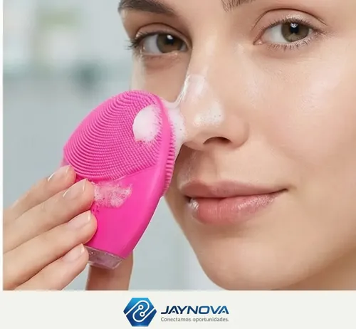 Cepillo Limpiador Masajeador Facial Silicona Electrico Usb Rosa