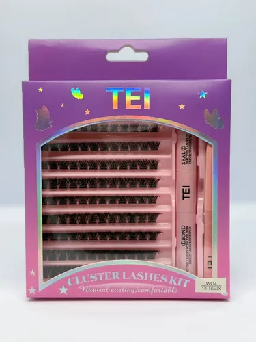Set Pestañas Postizas Tei W04 Mix 10-16mm Con Kit Aplicador