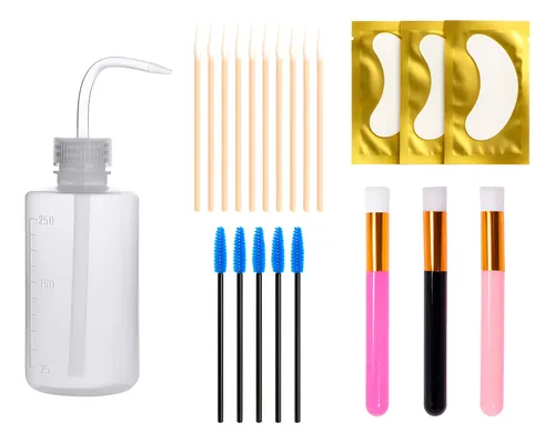 Kit Limpieza Pestañas Lash Botella Cepillos Brochas Hisopos