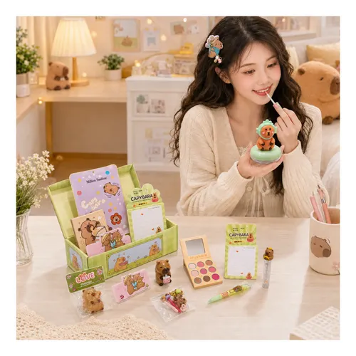 Box Capibara Maquillaje Kawaii Set Paleta Regalo Completo