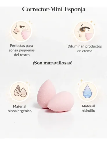 Mini Esponjas Maquillaje Corrector Blender Melody Scher X2