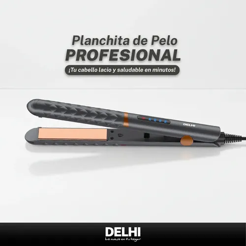 Planchita De Pelo 4 Niveles Cerámica Delhi 35w Pantalla Led Gris