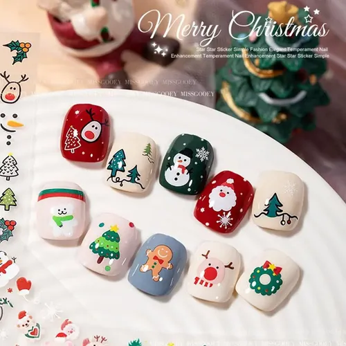 ! Lzy Pegatinas Navideñas Para Uñas, 30 Piezas, Árbol De #