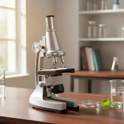 Microscopio Con Aumentos Luz Laboratorio Escolar Didactico Espejo Blanco