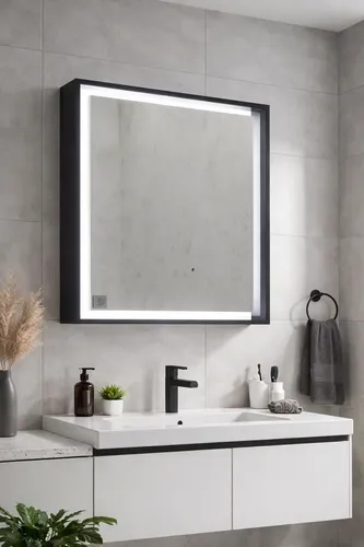 Espejo Botiquin Bernova Luz Led Touch 60cm Negro Laqueado