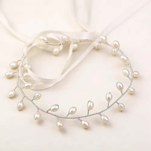 Diadema De Perlas Y Flores Para Novia Y Boda