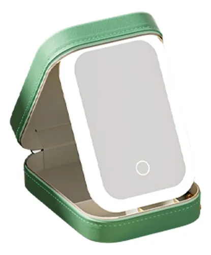 Estuche De Maquillaje Con Espejo Led Y Organizador Blanco