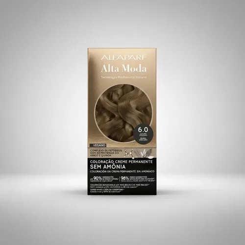Tintura Alta Moda Alfaparf En Kit Sin Amoniaco Vegana Tono 6.0 rubio oscuro