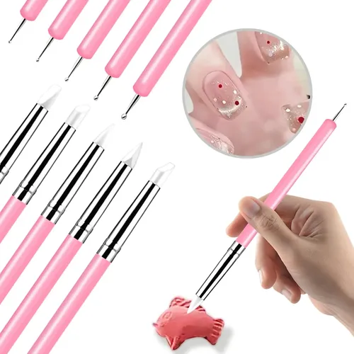 Set Profesional Uñas 10 Piezas Rosa Para Nail Art 3d