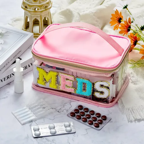 Bolsa De Cosméticos Geetery Chenille Letter Pink Nylon 23×15