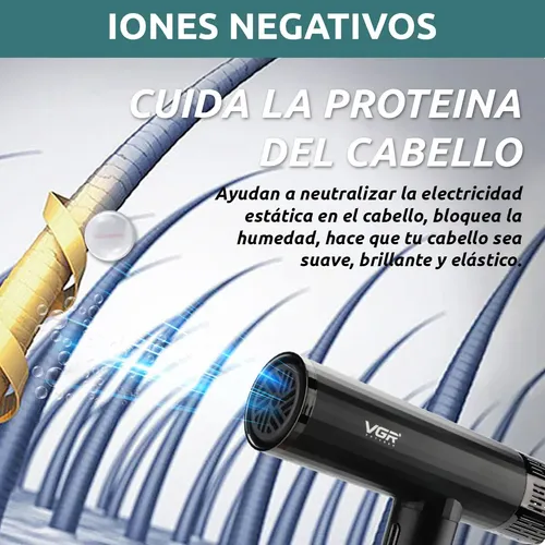 Secador De Pelo Profesional Vgr V-427 Bldc 1900w Iónico Salón 110000rpm Color Negro
